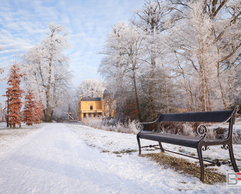 Kasteel Nienoord in de sneeuw