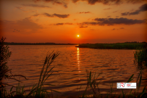 Rode Zonsondergang Onlanden met vogels