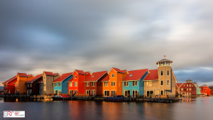 Gekleurde huiszen Reitdiephaven Groningen