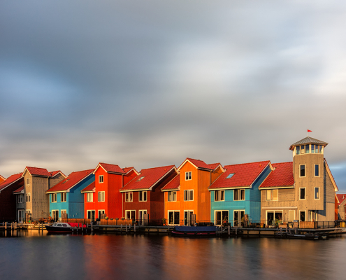 Gekleurde huiszen Reitdiephaven Groningen