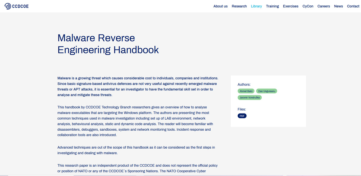 Link voor reverse malware handboek