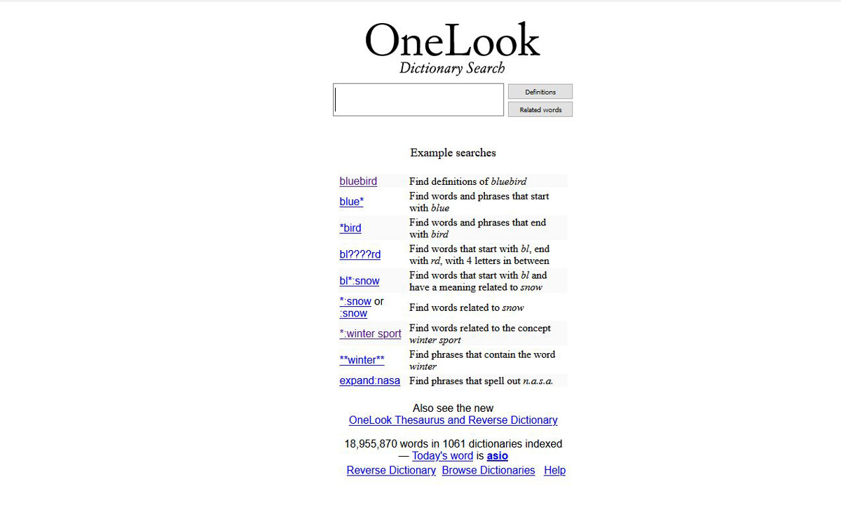 OneLook Engels Woordenboek