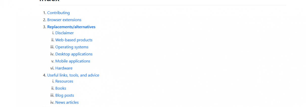 Een website met Google alternatieven