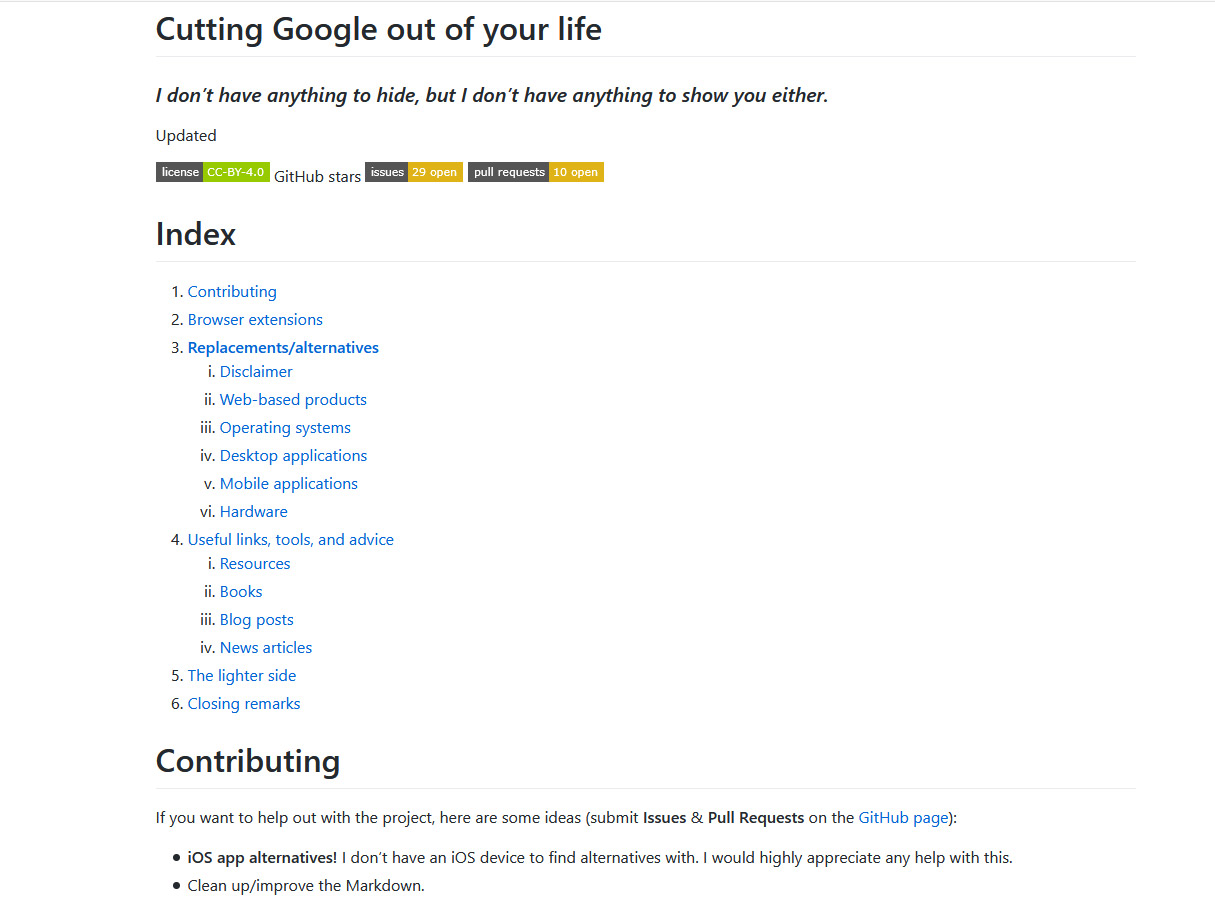 Een website met Google alternatieven