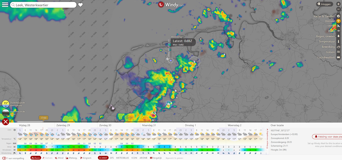 Uitgebreide weer website