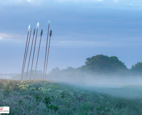 Monument Oerwold in de mist