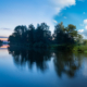 Bomen, water in De Onlanden dag versus zonsopkomst