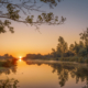 Zonsopkomst Nienoordsche polder richting Leekstermeer