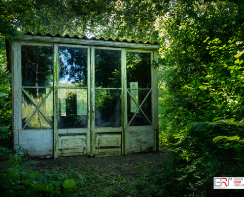 Oude kas in gorene tuin