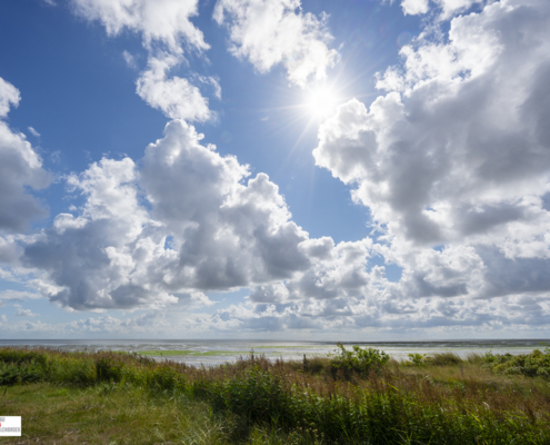 Waddenzee met sunburst en flare