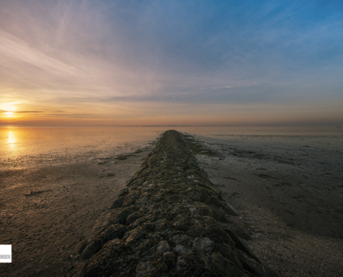 zonsondergang bij strandhoofd Harlingen