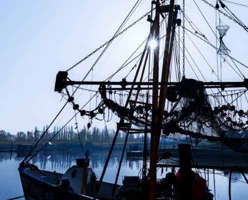 GRE15 in de haven van Greetsiel met sunburst